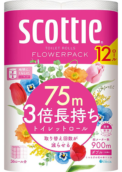 スコッティ フラワーパック 3倍長持ち トイレット75mダブル